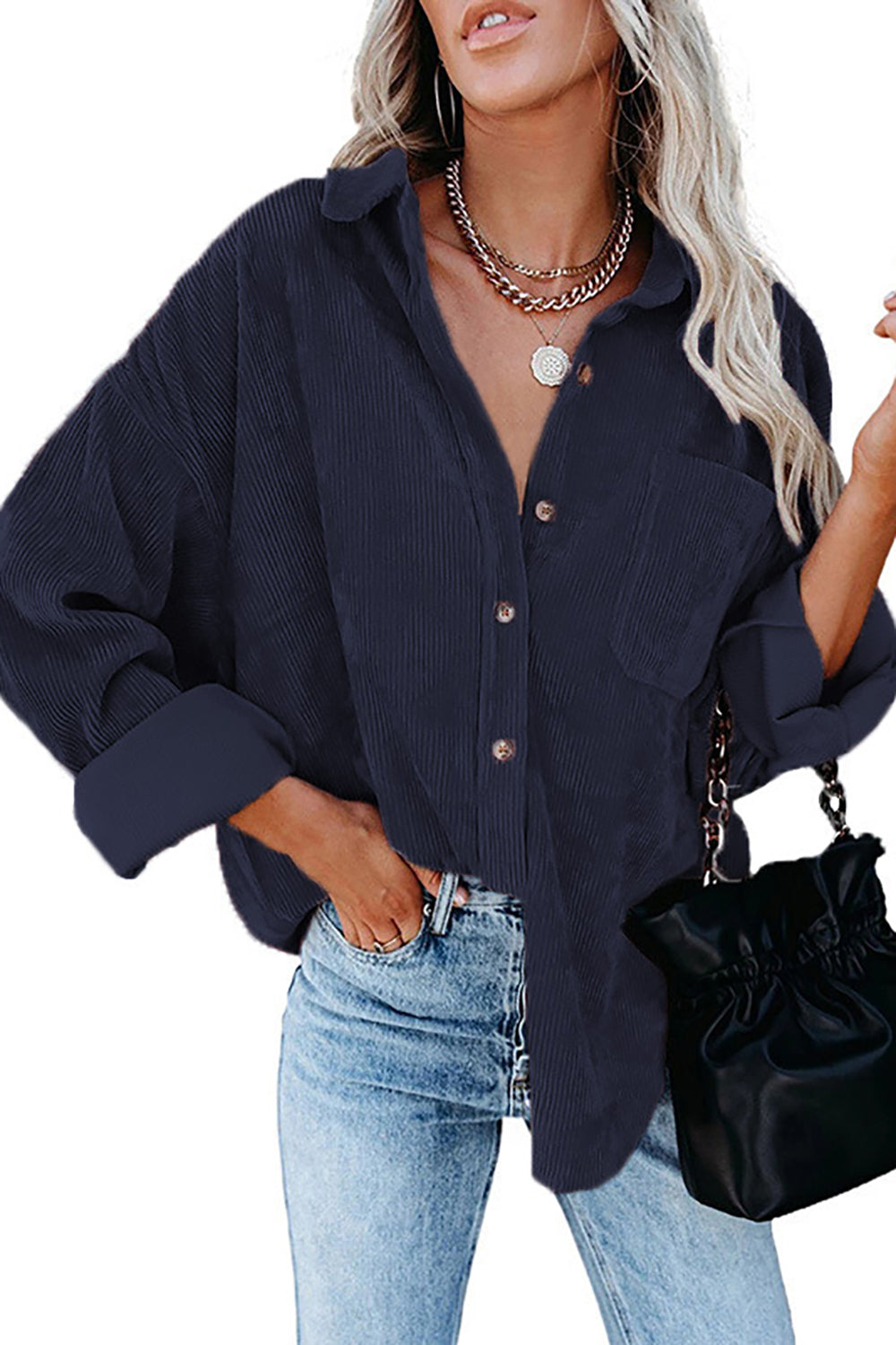 Corduroy Shacket Shirt Jacket Women