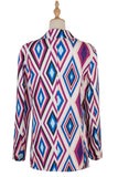 Lapel Collar Geometric Print Open Button Winter Outfits Jackets