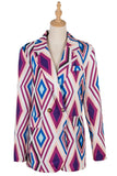 Lapel Collar Geometric Print Open Button Winter Outfits Jackets