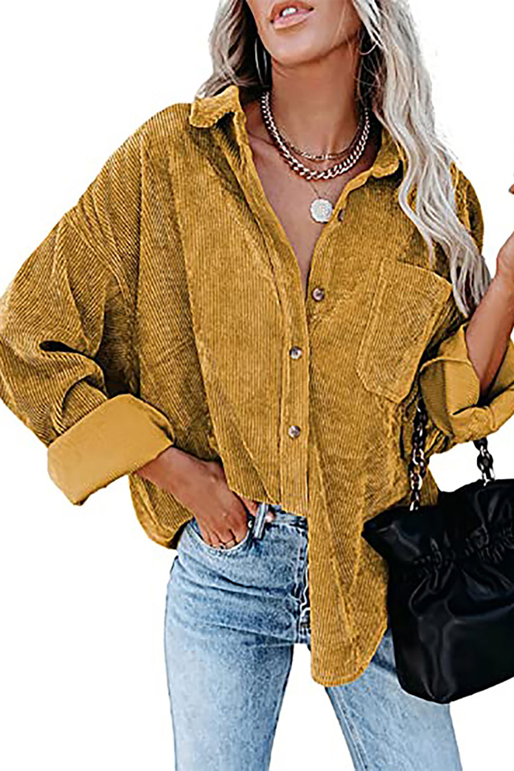 Corduroy Shacket Shirt Jacket Women