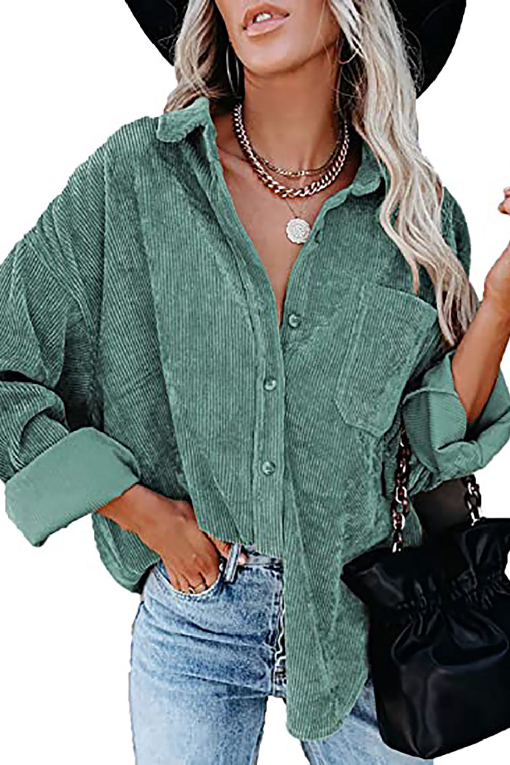 Corduroy Shacket Shirt Jacket Women