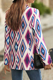 Lapel Collar Geometric Print Open Button Winter Outfits Jackets