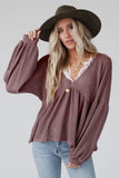 Purple Waffle Knit Babydoll Top