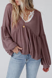 Purple Waffle Knit Babydoll Top