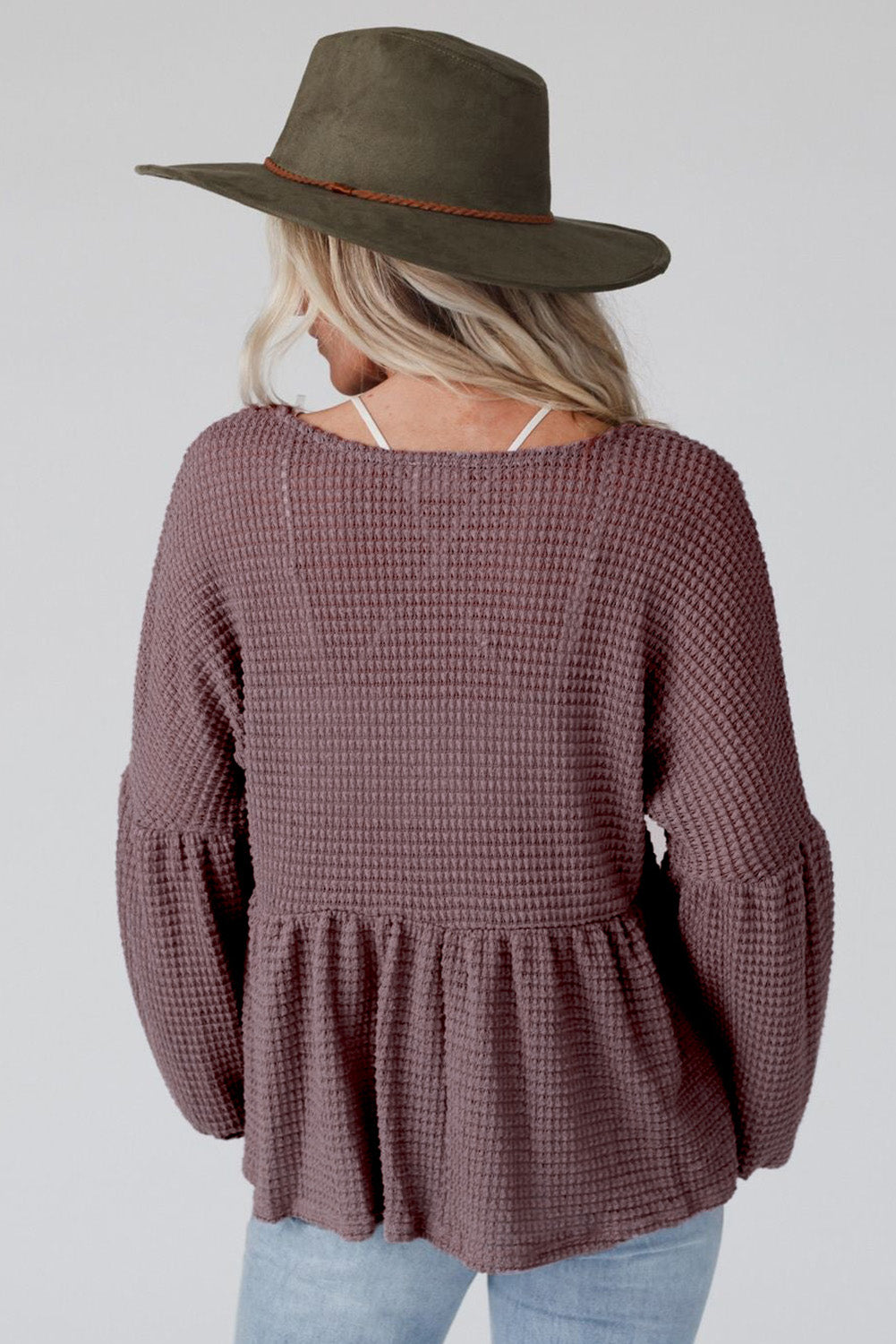 Purple Waffle Knit Babydoll Top