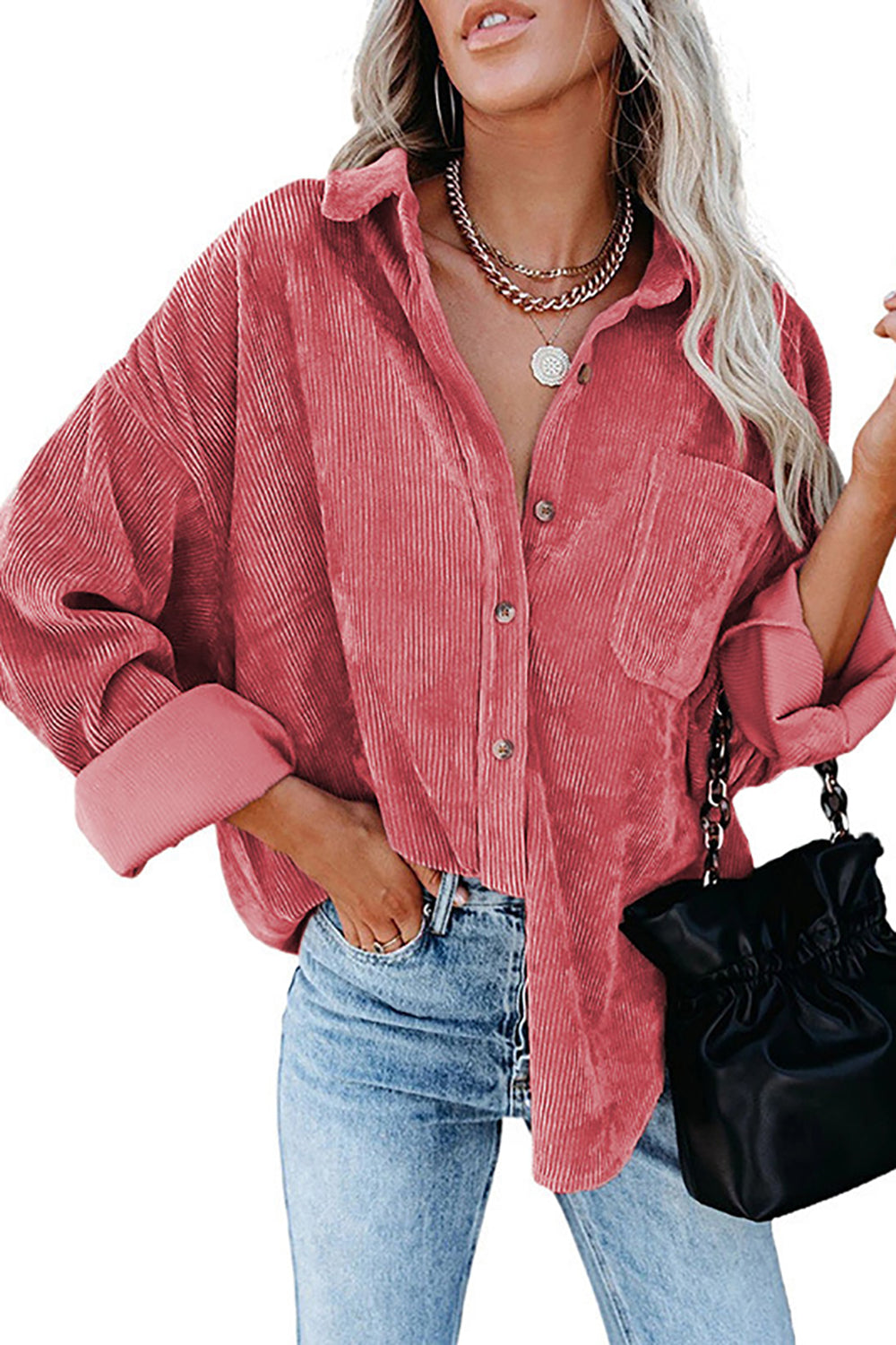 Corduroy Shacket Shirt Jacket Women