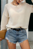 Apricot Hollow Out Sleeves Plain Knit Sweaters