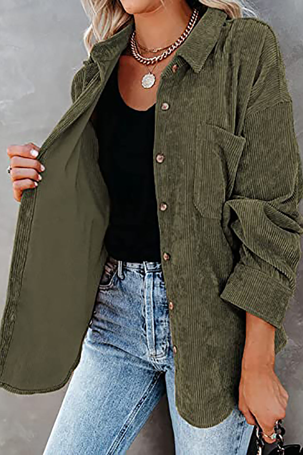Corduroy Shacket Shirt Jacket Women