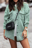 Tweed Houndstooth Single-breasted Shacket Coat with Pockets