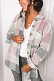 Women's Plaid Shirt Pocket Casual Jacket