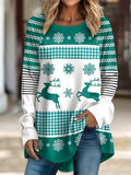 Christmas Shirt  Play Reindeer Snowflake  Print Long Sleeve