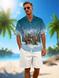 DHAHABU  Funny Animal Print Hawaiian Shirt Tropical Button Down Retro Outdoor Beach Party Short Sleeve hawaiian shirt for men
