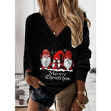 Women's Sweatshirt Streetwear Graphic Christmas V Neck Long Sleeve