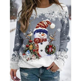 Christmas Sweatshirt Snowman Christmas Tree Snowflake Sportswear
