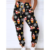 Women's Christmas Sweatants Jogger Santa Gift Print