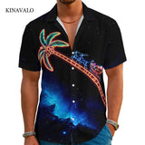 KINAVALO Christmas Hawaiian shirt for Men Funny Vintage Neon Clothes Button-Up Glow Party Outfit
