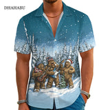 DHAHABU  Funny Animal Print Hawaiian Shirt Tropical Button Down Retro Outdoor Beach Party Short Sleeve hawaiian shirt for men