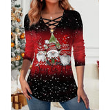 Women's = Christmas Shirt Santa s Helper  Print Long Sleeve