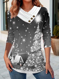 Women's Christmans Trees V-neck Long Sleeve Top