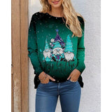 Ugly Christmas Shirt  Santa Claus Print Long Sleeve