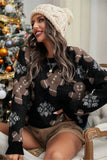 Loose Long-sleeved Sweater with Snowflake Bear Pattern