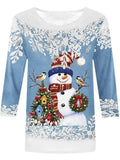 Christmas Women's Snowman Snowflake Long Sleeve