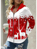 Women's Zip Hoodie Sweatshirt Christmas Sweatshirt  Sportswear