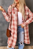 Women's Mid-length Plaid Printed Lapel Coat