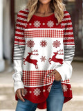 Christmas Shirt  Play Reindeer Snowflake  Print Long Sleeve