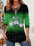 Women's = Christmas Shirt Santa s Helper  Print Long Sleeve