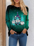 Ugly Christmas Shirt  Santa Claus Print Long Sleeve