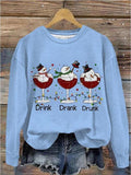 Christmas Sweatshirt  Floral Snowman Print Sportswear