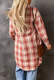 Women's Mid-length Plaid Printed Lapel Coat