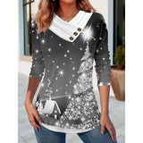 Women's Christmans Trees V-neck Long Sleeve Top