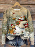 Women's Pullover Christmas Floral Snowman Active Sportswear