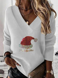 Women's Sweatshirt Streetwear Graphic Christmas V Neck Long Sleeve