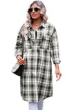 Women's Mid-length Plaid Printed Lapel Coat