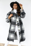 Long Sleeve Plaid Printed Mid-length Shirt Jacket