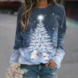 Women's Christmas Trees Print Long Sleeve Top