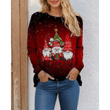 Ugly Christmas Shirt  Santa Claus Print Long Sleeve