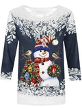 Christmas Women's Snowman Snowflake Long Sleeve