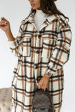 Long Sleeve Plaid Printed Mid-length Shirt Jacket