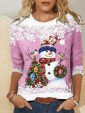 Christmas Women's Snowman Snowflake Long Sleeve
