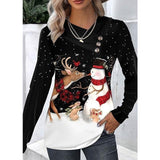 Women's T shirt Tee Christmas Shirt Snowman Reindeer