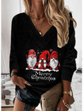 Women's Sweatshirt Streetwear Graphic Christmas V Neck Long Sleeve