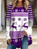 Christmas Shirt  Play Reindeer Snowflake  Print Long Sleeve