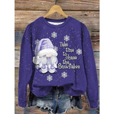 Christmas Sweatshirt  Floral Snowman Print Sportswear