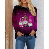 Ugly Christmas Shirt  Santa Claus Print Long Sleeve