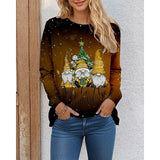 Ugly Christmas Shirt  Santa Claus Print Long Sleeve