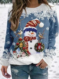 Christmas Sweatshirt Snowman Christmas Tree Snowflake Sportswear